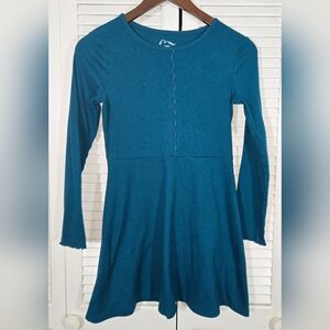 5 For 20 Art Class Long Sleeve Knit Teal Fit Flare Ruffled Detail Midi Dress 10